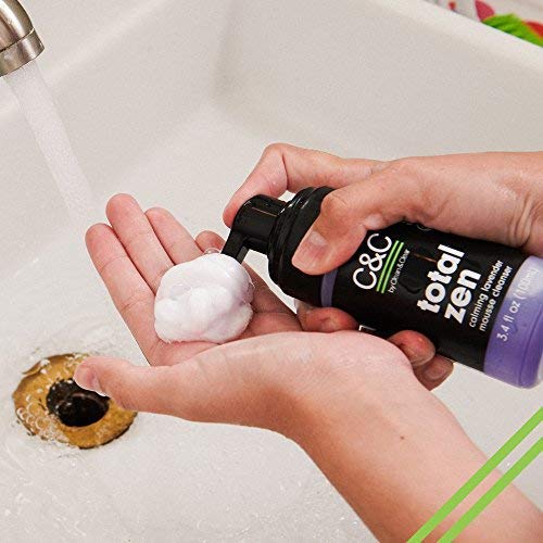 C&C by Clean & Clear Total Zen Calming Lavender Mousse Facial Cleanser to Remove Dirt, Relaxing Oil-Free Face Wash for Sensitive Skin, Not Tested