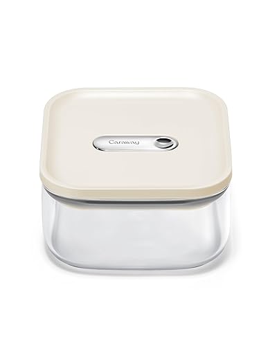 Caraway 1qt Glass Airtight Food Storage Container with Lid - Non-Toxic, BPA-Free Kitchen Storage Container - Stackable, Space-Saving Airtight…