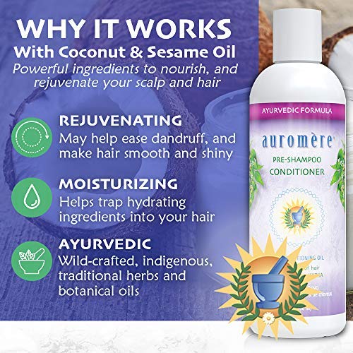 Auromere Ayurvedic Pre-Shampoo Conditioner - Vegan, Cruelty-Free, Non-GMO, Moisturizing, Paraben-Free, Sulfate-Free Conditioning Oil for All Hair