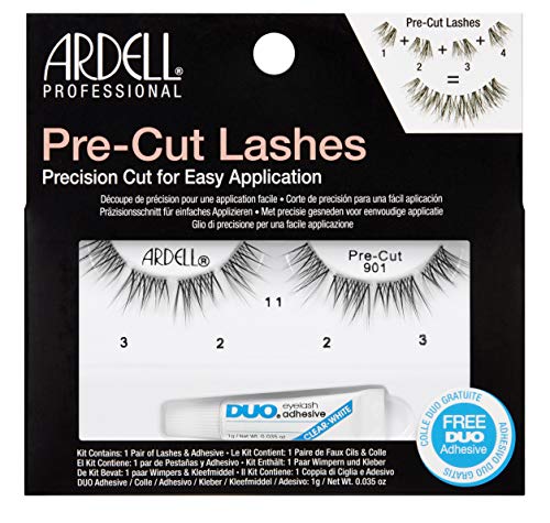 Ardell Pre-Cut Lashes 901 - Natural-Looking Clusters, Segmented Lash Strips, Individual Lash Extensions with DUO Adhesive