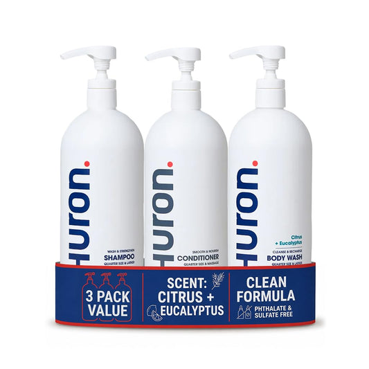 Huron Shower Kit for Men and Women - Shampoo, Conditioner & Body Wash with Citrus + Eucalyptus Scent, Hydrating, Phthalate-Free, non-toxic Ingredients Beauty & Personal Care Huron