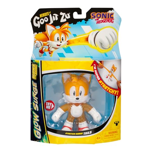 Heroes of Goo Jit Zu Stretch Surge Tails – Glow-in-The-Dark Powered Up Figure, Scrunchy Stretchy Sensory Toy Stretches 3X Size
