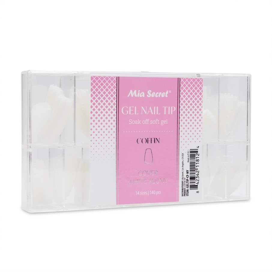 Mia Secret Soak off Soft Gel Nail Tip MADE IN USA for Salon and DIY (White Peony, Coffin) Beauty & Personal Care Mia Secret