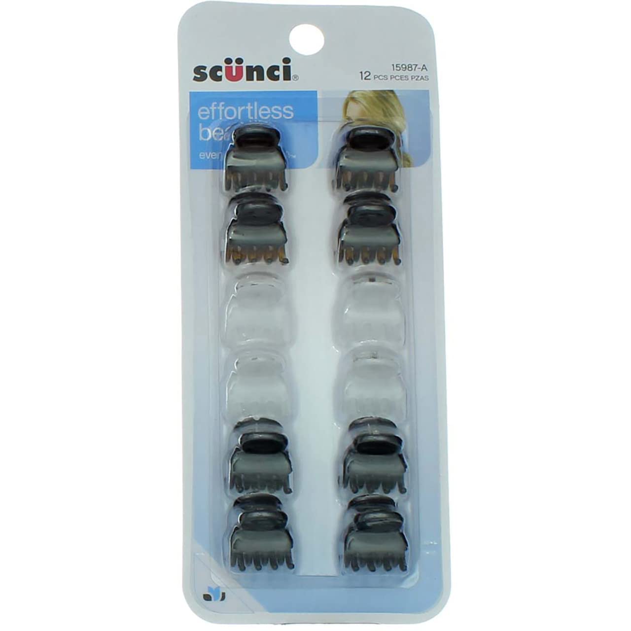 Scunci Mini Oval Topped Jaw Clip 12 Count44; Pack Of 3