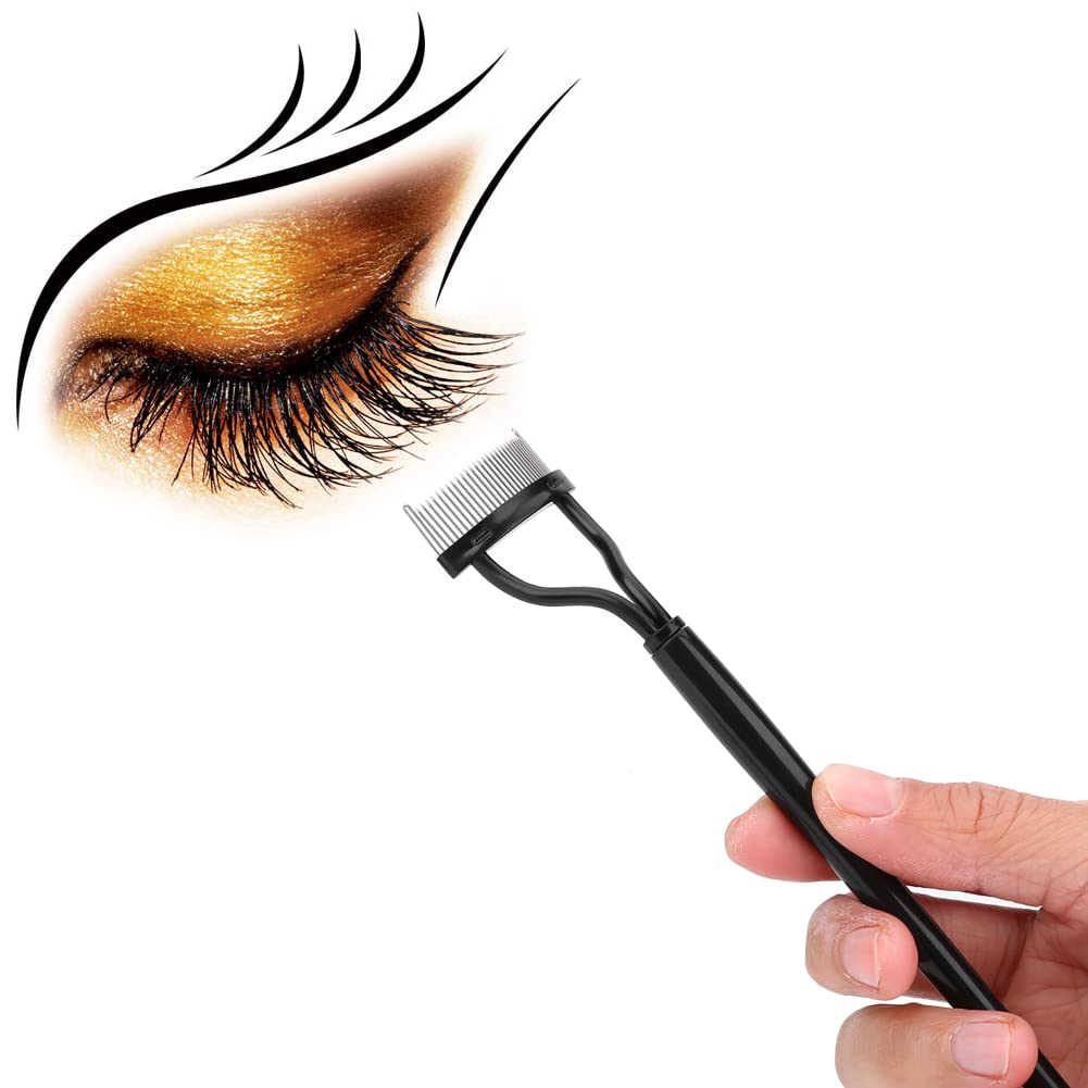 Eye Brow Brush Comb,Eyelash Comb Eyebrow Brush with Steel Needle Mascara Eyebrow Brush for Curling Iron with Eyelash Comb Makeup Brush Tool