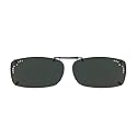 Dioptics Solar Shield-A REC Polarized Rectangular Clip On Sunglasses, Gray Rhinestone, 52 mm