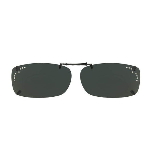 Dioptics Solar Shield-A REC Polarized Rectangular Clip On Sunglasses, Gray Rhinestone, 52 mm