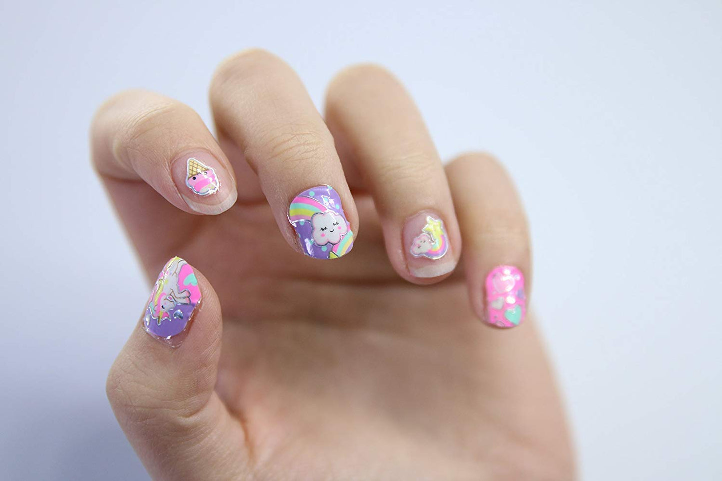 Hot Focus Unicorn Nail Kit - Kids Nail Polish Set for Girls Ages 5 6 7-12 with 77+ Pieces, Spa Kit, Nail Art Decoration Set, Glow-in-the-dark