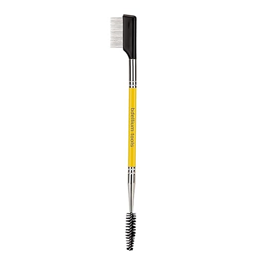 Bdellium Tools Professional Makeup Brush - Studio Series 725 Double End Metal Comb/Lash - With Soft Synthetic Fibers, For Prep Eyelashes (Yellow, 1pc)
