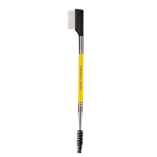 Bdellium Tools Professional Makeup Brush - Studio Series 725 Double End Metal Comb/Lash - With Soft Synthetic Fibers, For Prep Eyelashes (Yellow, 1pc)