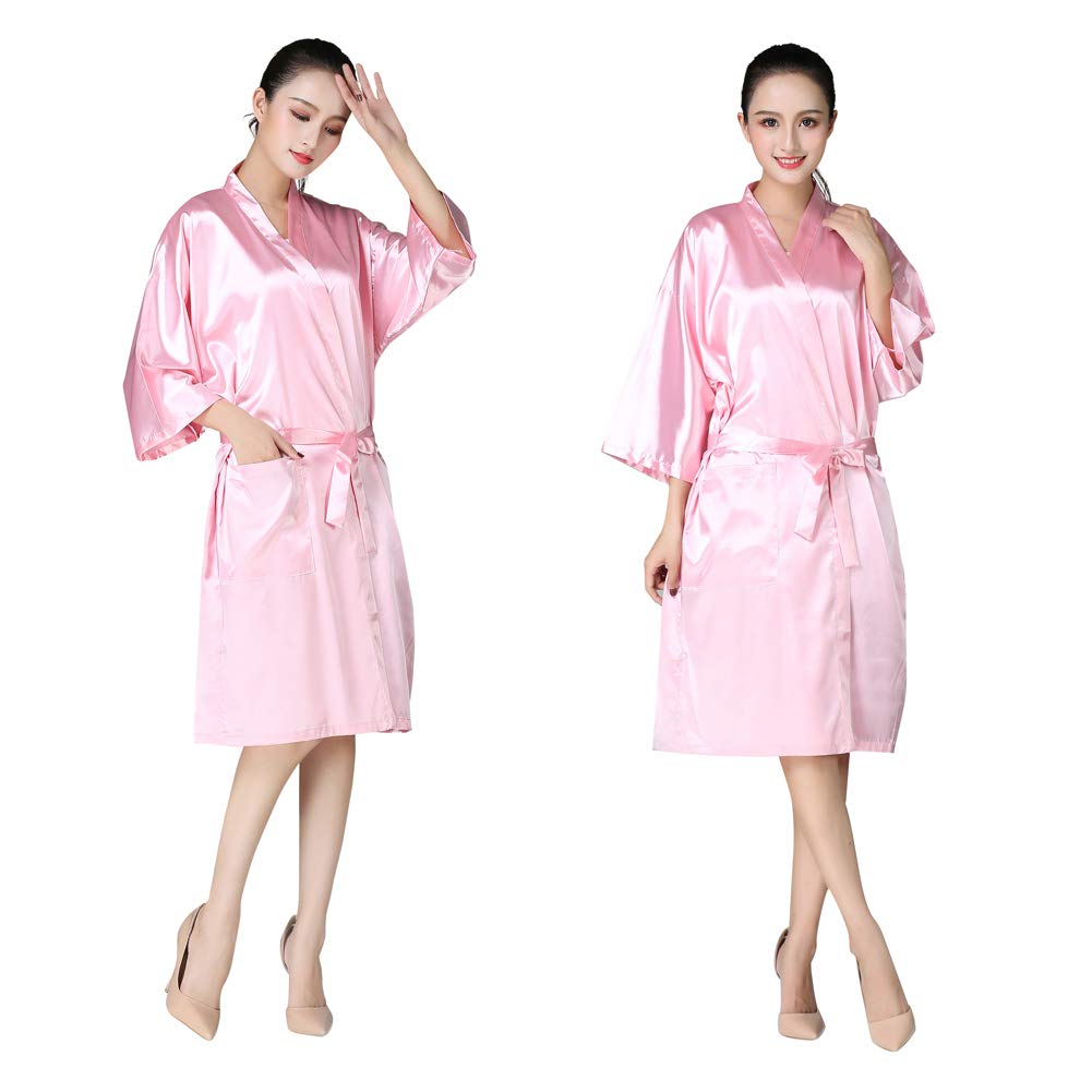 KAHOT Salon Client Gown Robe Cape Imitation Silk Hair Color Barber Smock Kimono Style Hairdressing Dress Beauty SPA Hotel Bathrobe Guest Clothes