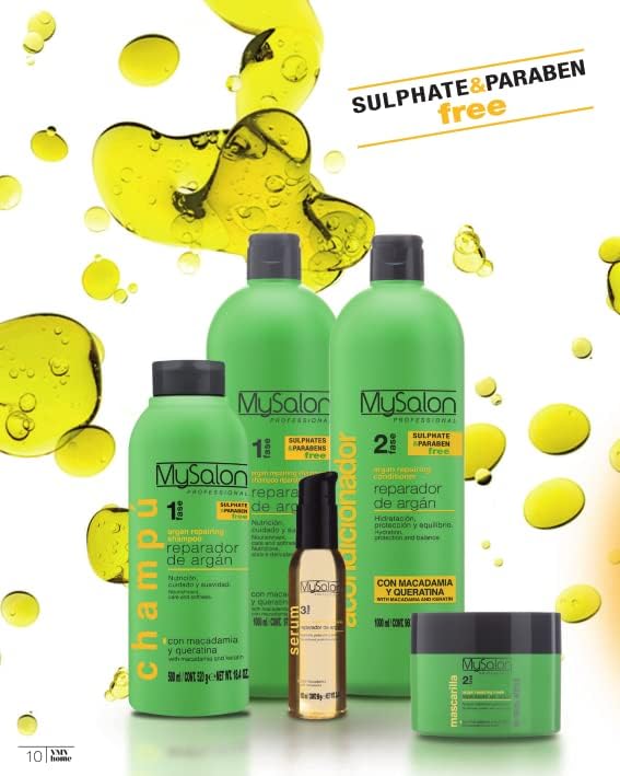 Mysalon Professional Argan and Keratine Repairing Shampoo, Conditioner and Mask Kit