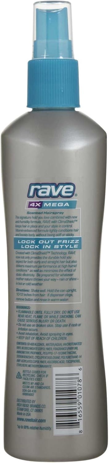 Rave Hs 4x Mega Scented N Size 11 Oz Rave Hairspray 4x Mega Hold Scented Non-Aerosol 11oz