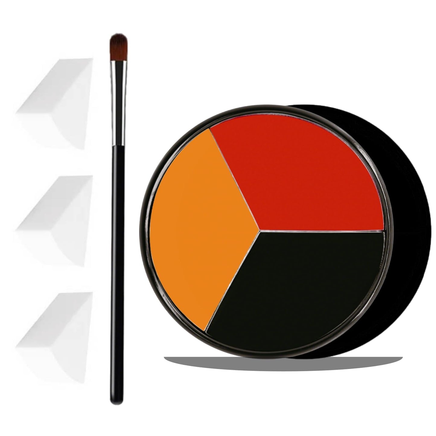 VPCRT6 Black Red Orange Face Body Paint, with 3PCS Sponge and 1PC Brush, Face Painting Kit with Applicator for Halloween Makeup, Pumpkin Cosplay