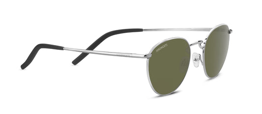Serengeti 8927 Hamel Round Sunglasses Shiny Silver - Mineral Polarized Drivers Gradient Medium