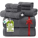 Utopia Towels 8 Piece Premium Towel Set, 2 Bath, 2 Hand, and 4 Washcloths, 100% Ring Spun Cotton, Highly Absorbent Towels for Bathroom, Sports…