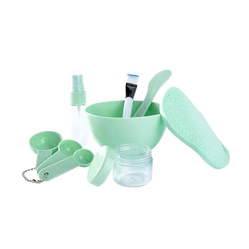 PPINA Facemask Mixing Tool Sets, Lady Facial Care Mask Facemask Mixing Tool Sets, Mask Bowl Spatula Brush Spray Bottle Puff Soaking Bottle Gauges 9 in