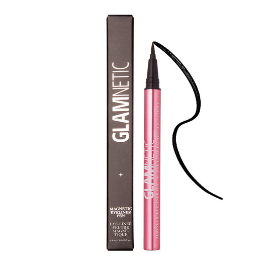 Glamnetic Felt Tip Magnetic Eyeliner Pen - Black 0.025 fl oz | Black Smudgeproof & Waterproof Eyeliner Pen, All-Day Hold for Magnetic Eyelashes