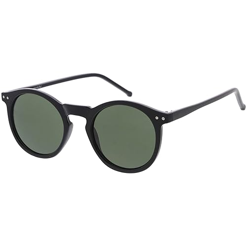 zeroUV - Vintage Retro Horn Rimmed Round Circle Sunglasses with P3 Keyhole Bridge (Black/Green)