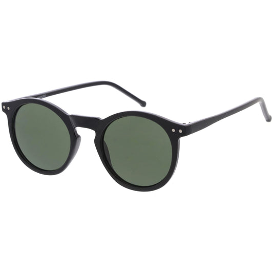 zeroUV - Vintage Retro Horn Rimmed Round Circle Sunglasses with P3 Keyhole Bridge (Black/Green)
