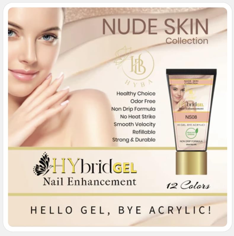 HyGEL Hybrid Nail Gel, Nude Skin Collection SINGLES, 60ml (Peachy Radiant, NS04) Beauty & Personal Care HYBA