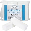 ForPro Professional Collection Super White Buffing Block, 240 Grit, Four-Sided Manicure and Pedicure Nail Buffer, 3.75” L x 1” W x 1” H, 20-Count