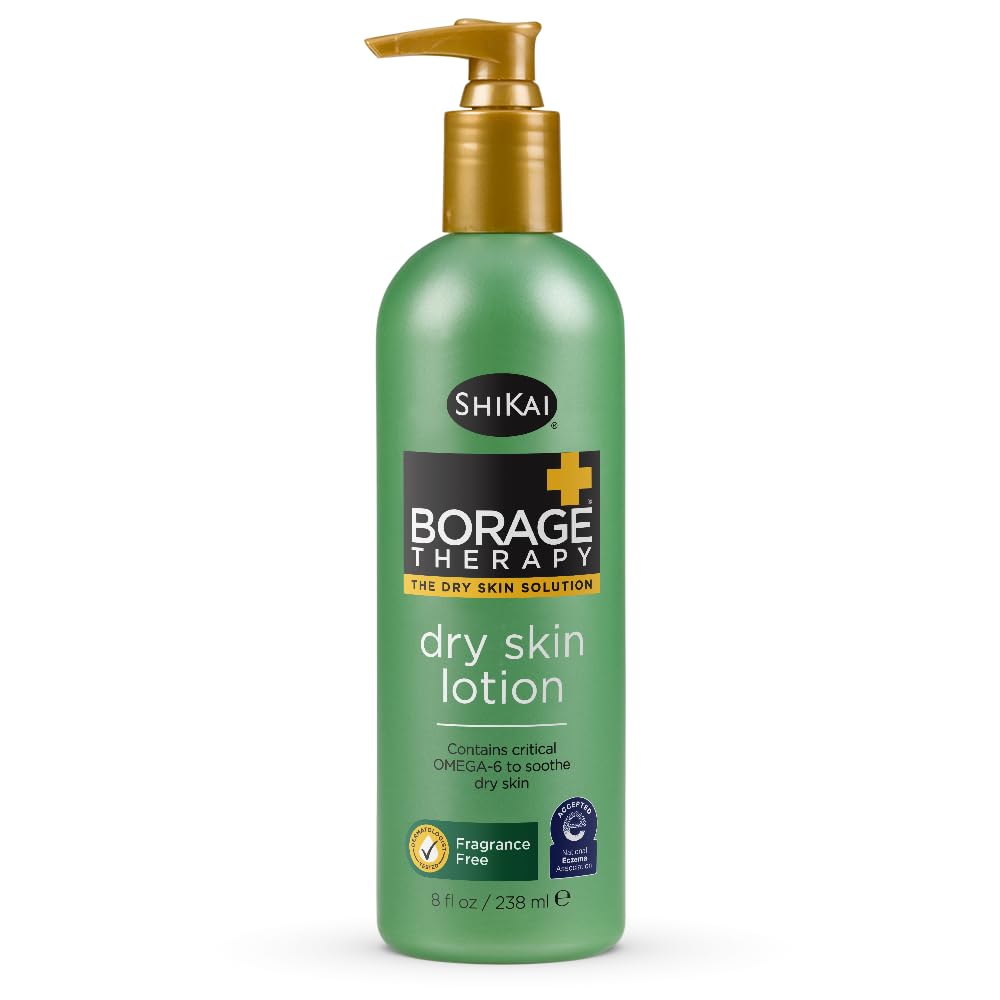 ShiKai Borage Therapy Dry Skin Lotion Body Moisturizer (8 oz) Unscented Skincare | Hydrating Lotion for Dry Hands & Body | With Oatmeal & Shea butter