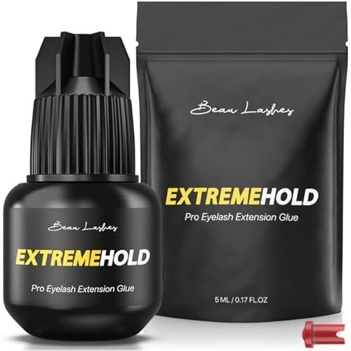 Extreme Hold Eyelash Extension Glue for Professionals | Strongest Black Lash Adhesive for Long Lasting Semi Permanent Individual Lash Extensions |