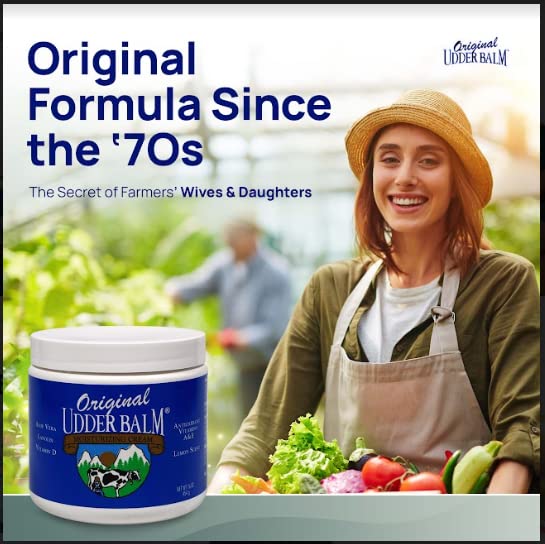 Original Udder Balm Jar - Made in USA - Extra Thick Udder Cream & Hand Balm for Dry Skin, Cracked Heels, Rough Hands - Deep Moisture Heel Cream & Foot