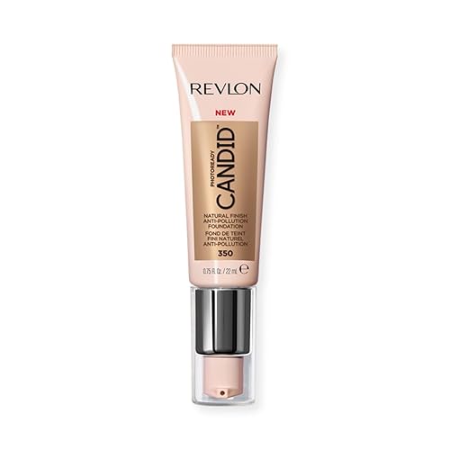 Revlon PhotoReady Candid Natural Finish Foundation, with Anti-Pollution, Antioxidant, Anti-Blue Light Ingredients, 350 Natural Tan, 0.75 fl. oz.