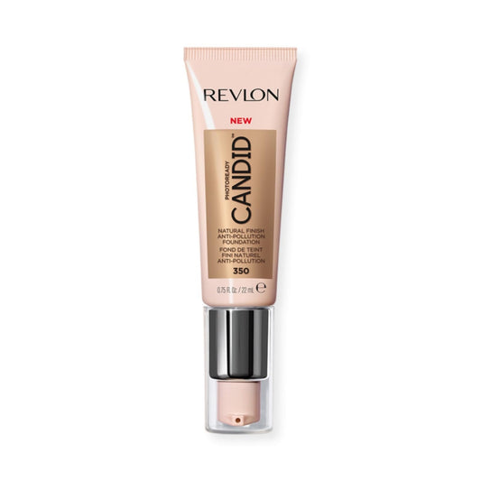 Revlon PhotoReady Candid Natural Finish Foundation, with Anti-Pollution, Antioxidant, Anti-Blue Light Ingredients, 350 Natural Tan, 0.75 fl. oz.