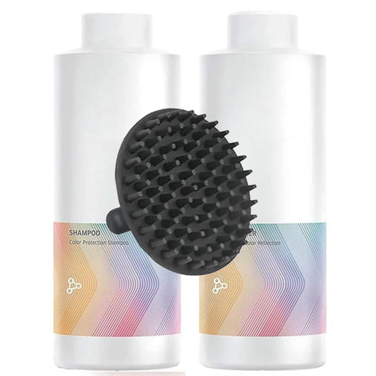 Color Motion Shampoo & Conditioner 1 Liter Duo Set + M Hair Designs Scalp Brush - Color Protection & Hair Strengthening Bundle