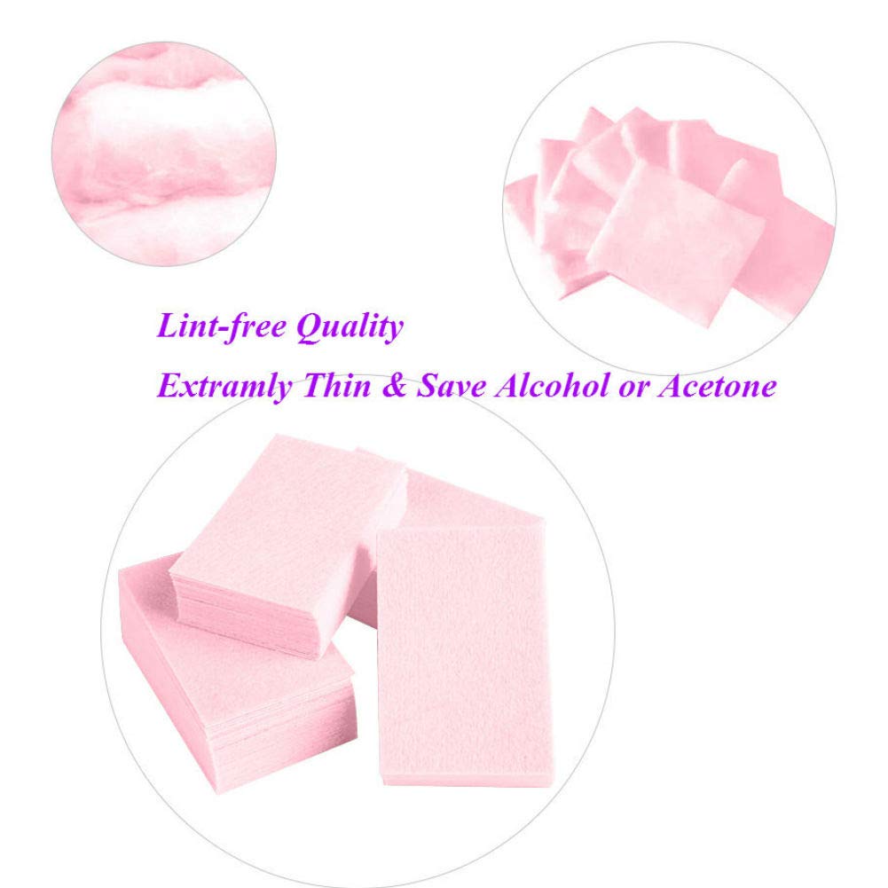 Aysekone 600 Pieces Pink Lint Free Nail Wipes Gel Polish Remover Cotton Pads for Manicure and Nail Art