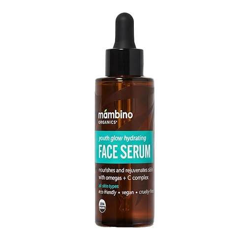 Mambino Organics Youth Glow Hydrating Serum, Vitamin C Face Serum with Marula, Rosehip Oil, Revitalizing Skin, Fades Dark Spots, Smooths Texture