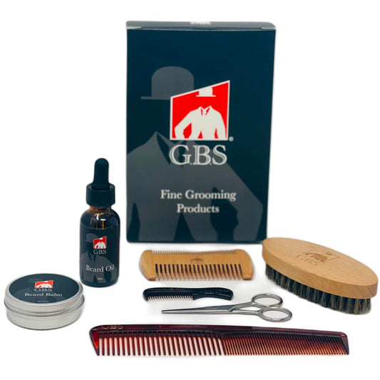 G.B.S Complete Beard Grooming Set, Scissors Black and Silver, Boar Bristle Beard Brush, Anti-static Multi Side Comb Beauty and Personal Care G.B.S