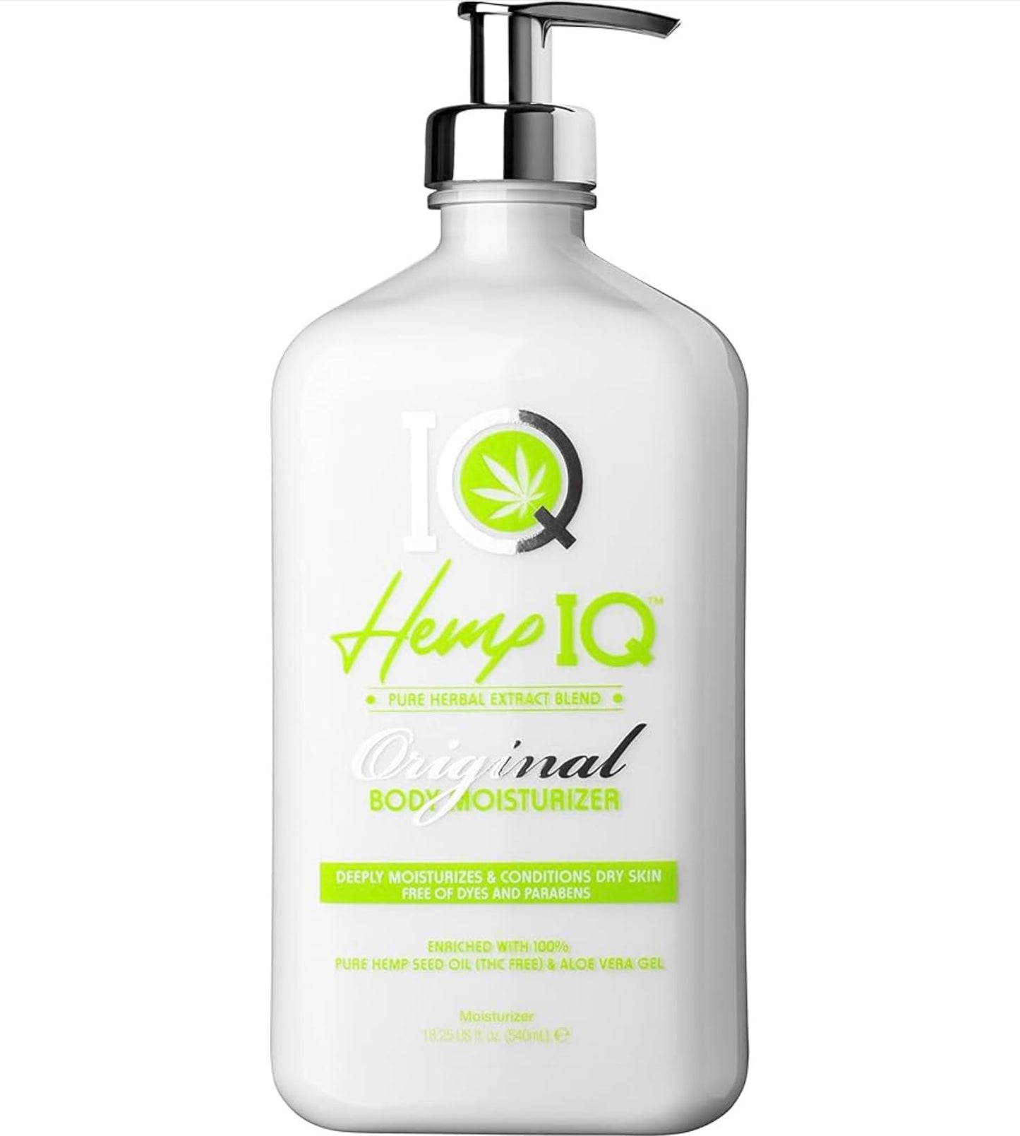 HEMP IQ Original Body Moisturizer | 100% Pure Hemp Seed Oil | Ultra-Hydrating Daily Moisturizer 18.25 oz.