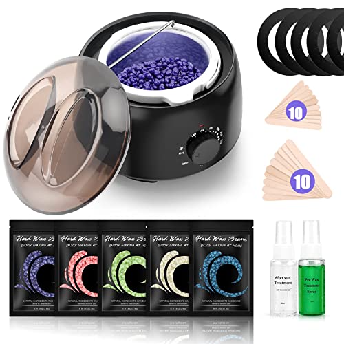 TIKESI Waxing Kit - Wax Warmer for Hair Removal, Hard Wax Kit with 14oz 5 Bags Hard Wax Beans for Full Body, Legs, Face, Eyebrows, Bikini, Brazilian Beauty and Personal Care TIKESI Default Title