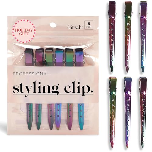 Kitsch Professional Alligator Clips for Hair Styling - 3.5" Aluminum Hair Sectioning Clips for Salon & Makeup Application | Lightweight for Stylists |