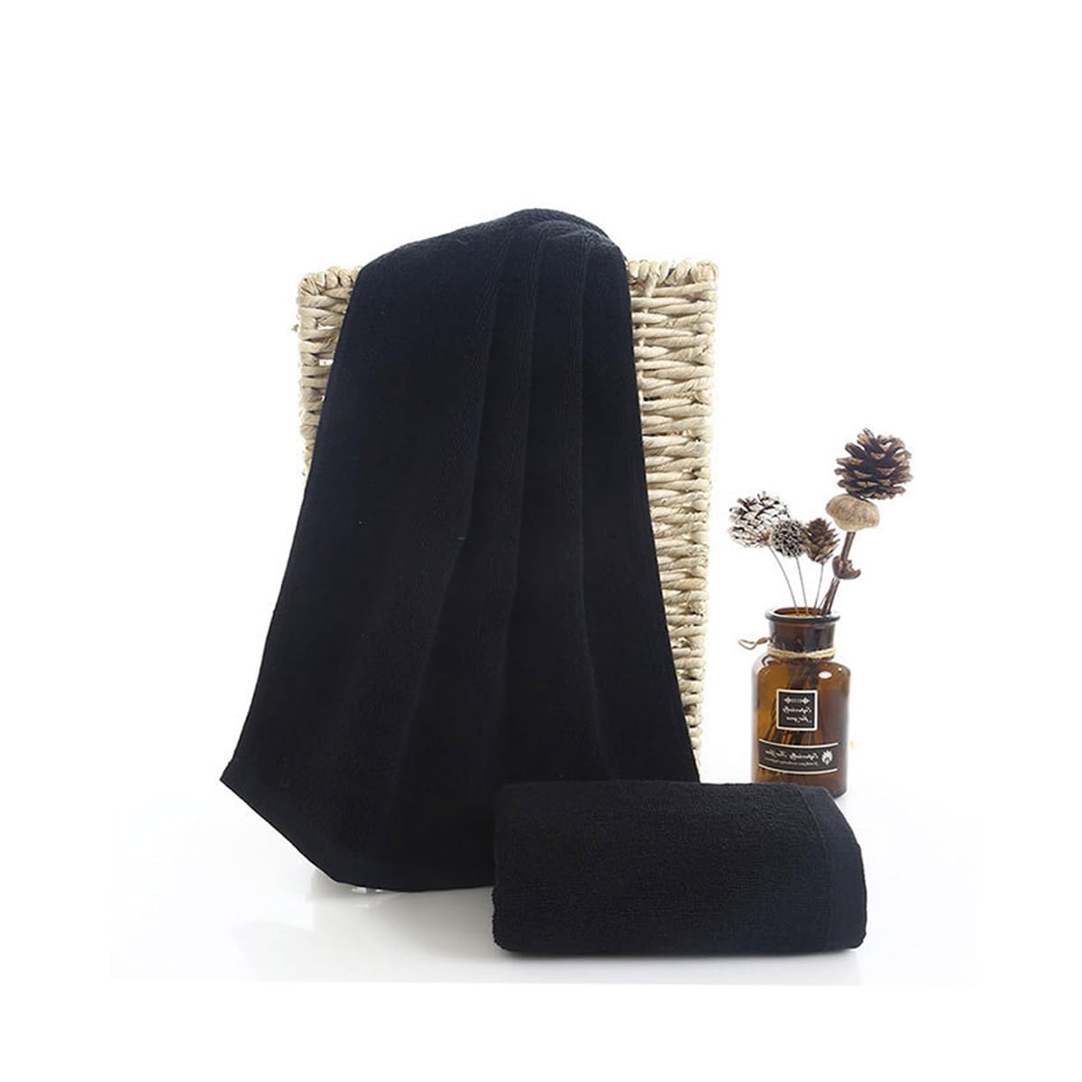 JININQ Premium Black Hand Towels 100% Cotton 700 GSM 14 x 29 inches (2-Pack)