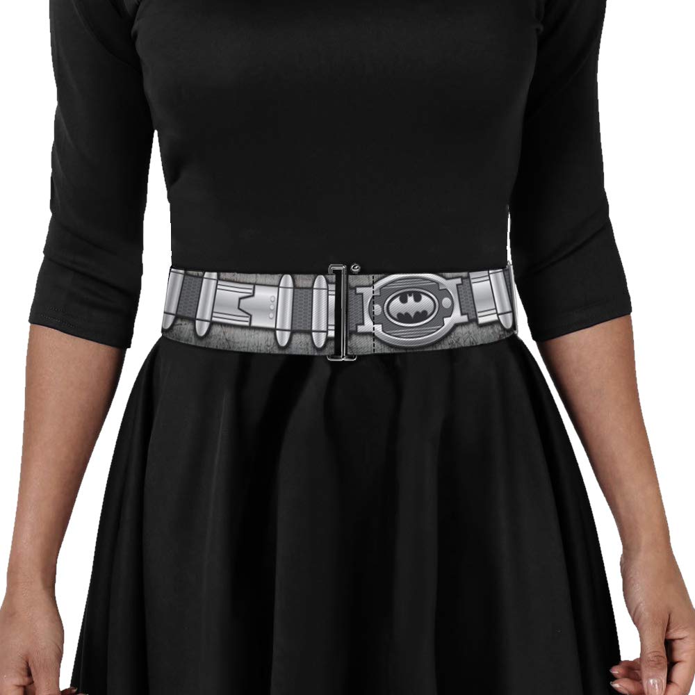 Buckle-Down Women's Cinch Batman Utility Belt Grays 28 to 52 Inch, Multicolor