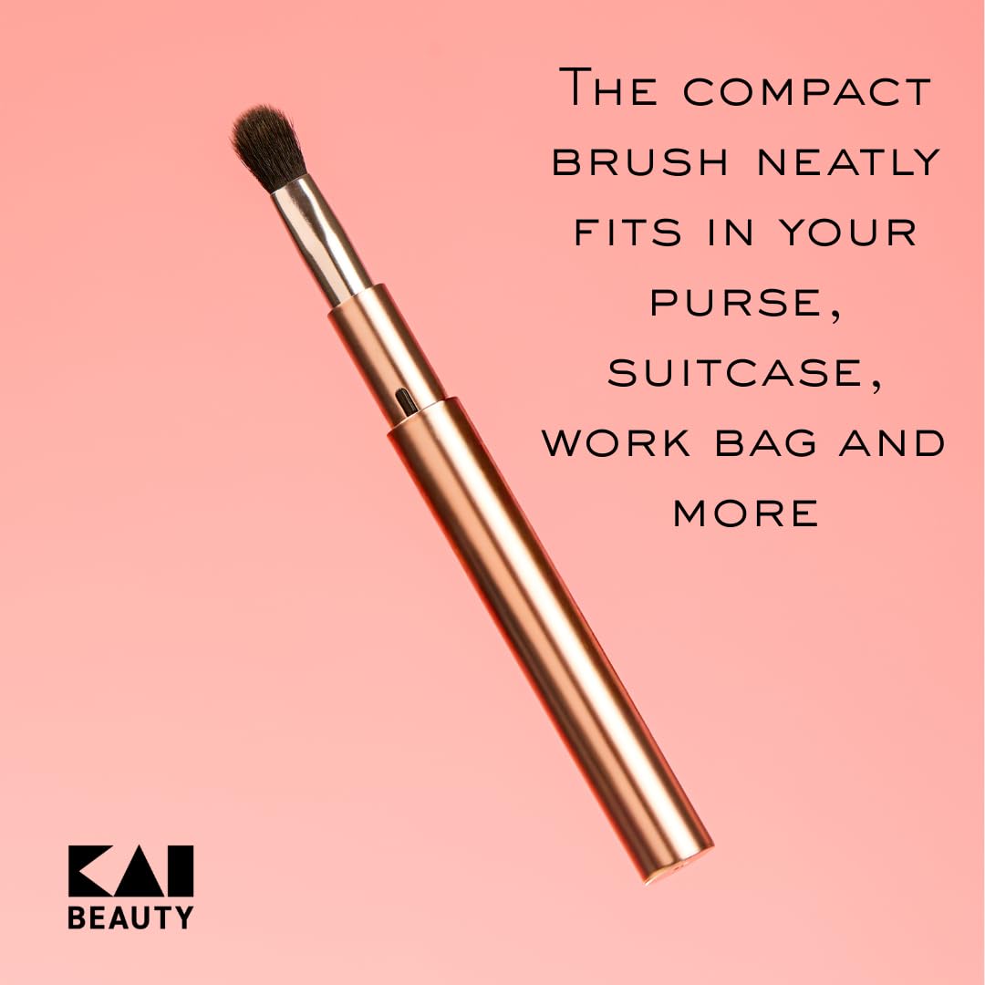 Kai Mini Maru On-the-Go Compact Eyeshadow Blending Brush, Soft Bristle Blending Brush for Effortless Shadow Diffusion, Travel Makeup Brush
