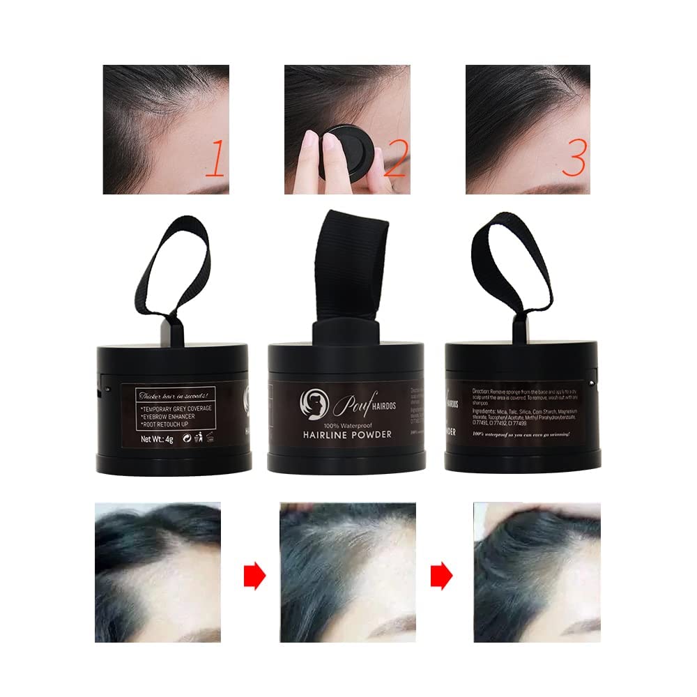 Waterproof Hairline Powder, Quick Hair Roots Touch-up Powder for Men and Women, Hair Roots Cover-up, Hair Shadow for thinning hair, bald spots