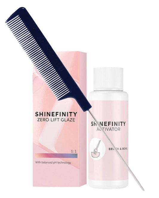 Shinefinity Zero Lift Glaze 05/98 Light Brown Cendre Pearl Demi-Permanent Hair Color 2oz + Shinefinity Activator 2oz + M Hair Designs Tail Comb Beauty & Personal Care M Hair Designs