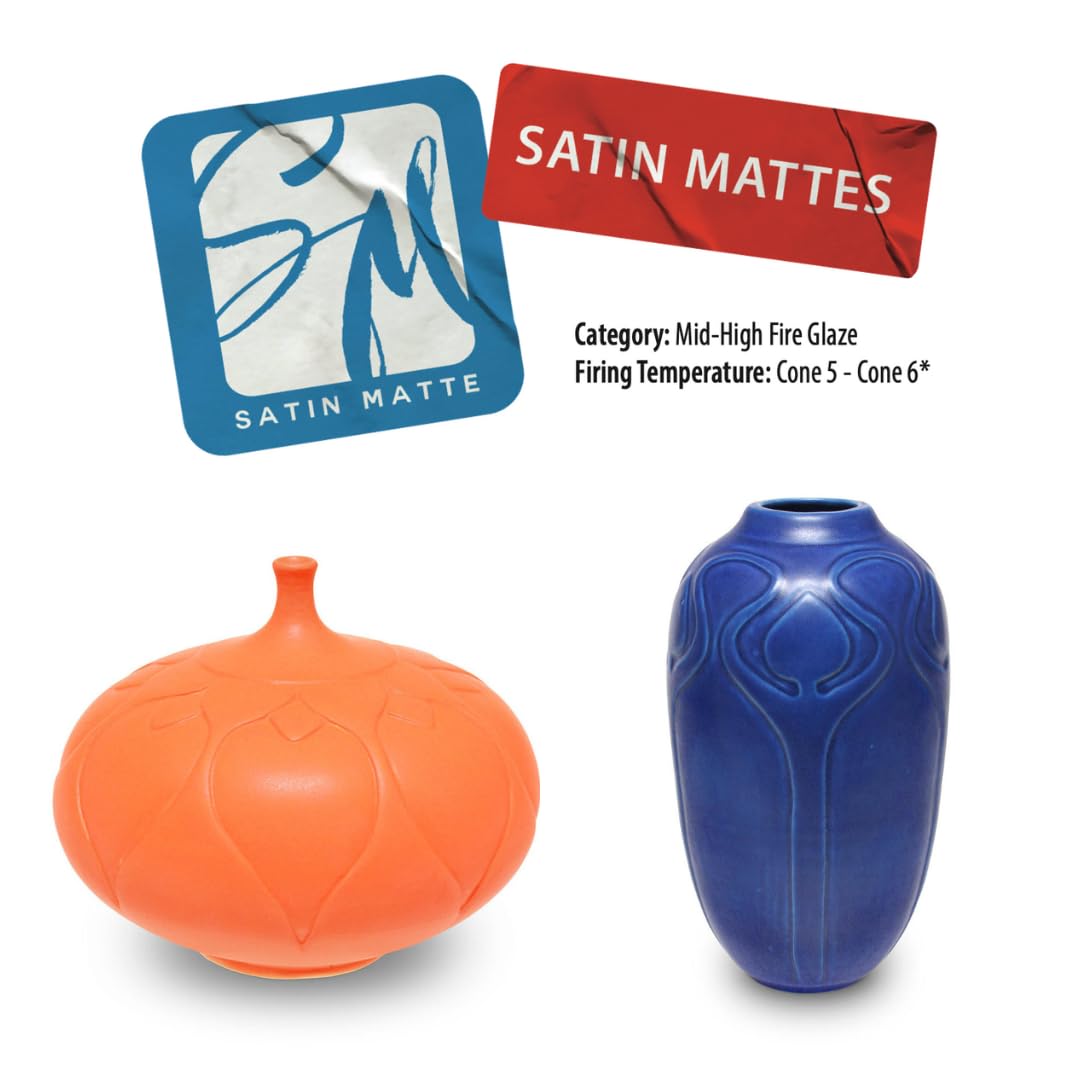 AMACO Satin Matte SM-01 Black Glaze Pint, 16 oz. (473 mL), Intermixable Mid-High Fire Cone 5-6 (SM) Liquid Ceramic Pottery Glaze for Bisque