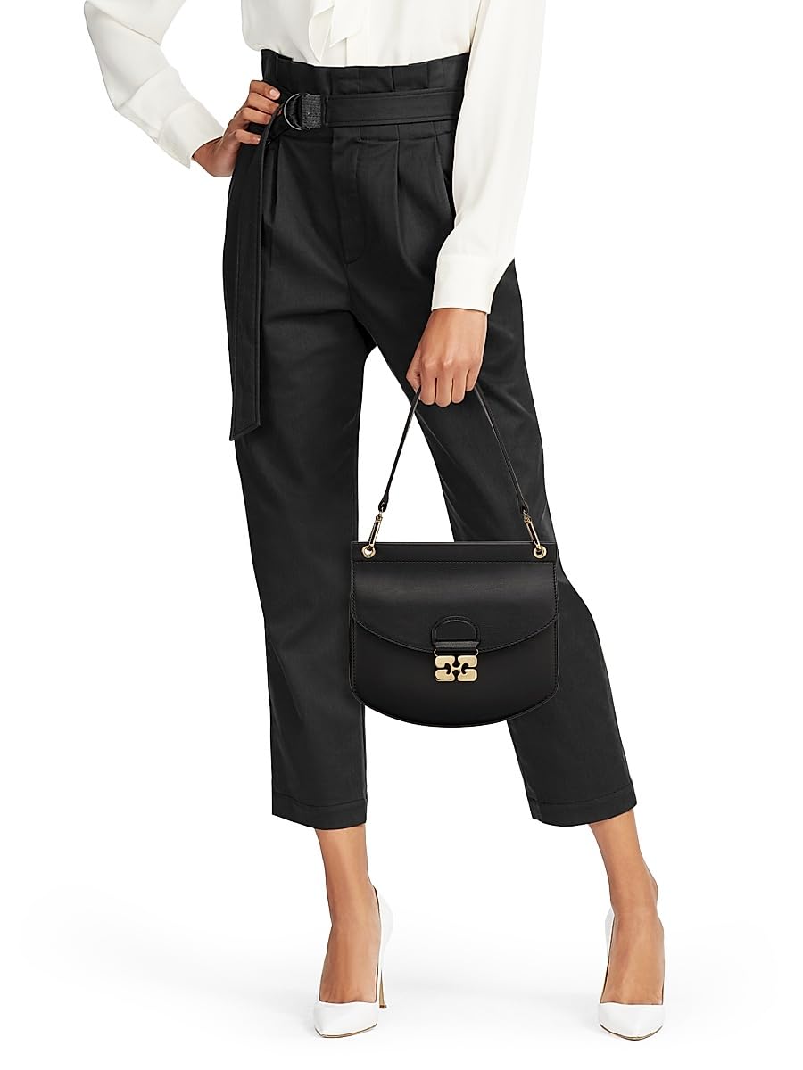 Ganni, Apo-G Small Leather Shoulder Bag, Black