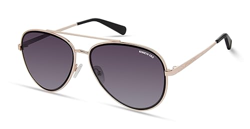 Kenneth Cole New York Women's KC5832B Pilot Sunglasses, Gold/Gradient Smoke, 58/17/140