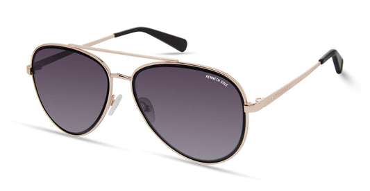 Kenneth Cole New York Women's KC5832B Pilot Sunglasses, Gold/Gradient Smoke, 58/17/140