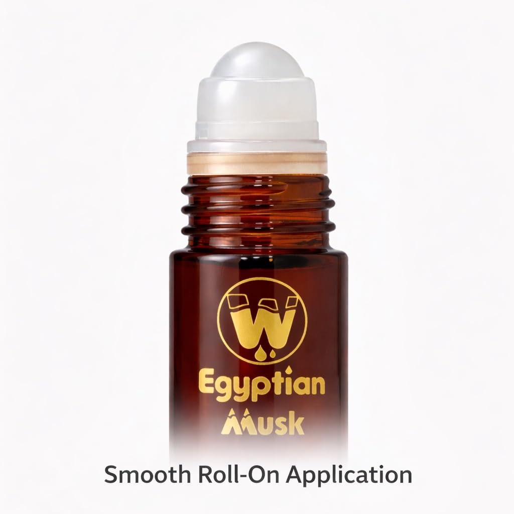 WagsMarket Egyptian Musk Oil, Choose from Roll On to 0.33oz - 4oz Glass Bottle, (1oz Roll On)