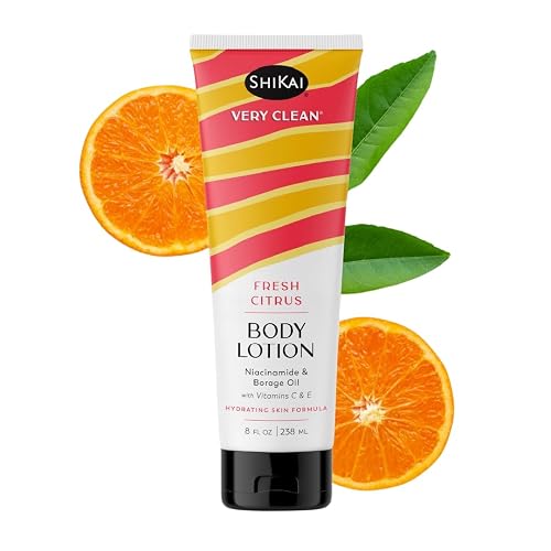 ShiKai Very Clean Body Lotion (Fresh Citrus, 8 oz) | Hydrating Skin Moisturizer for Dry Skin | With Niacinamide, Borage Oil, and Vitamin C & E