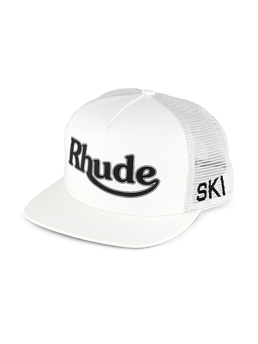 Rhude, Ski Logo Trucker Hat, White Black